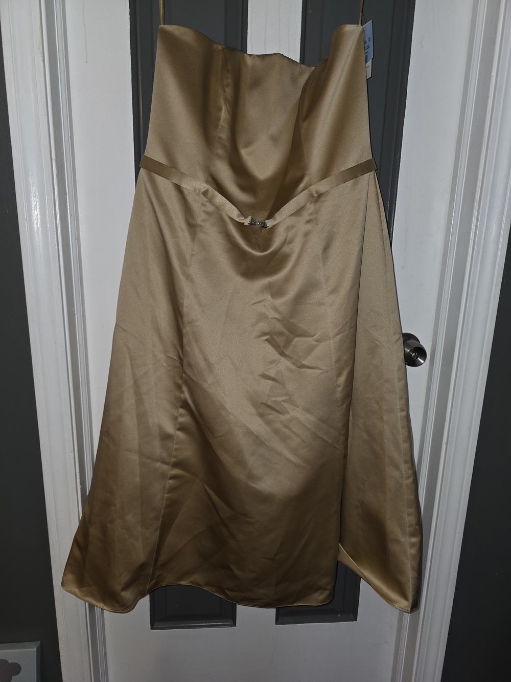 Michaelangelo Gold Satin Strapless A-Line Prom Dress NWT